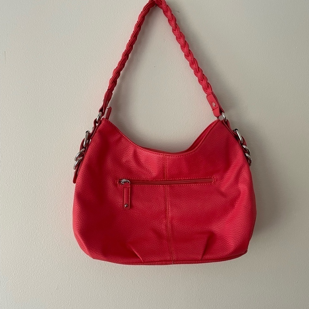 Apt 9 Curved Shoulder Red Bag With Woven Strap New Without Tags